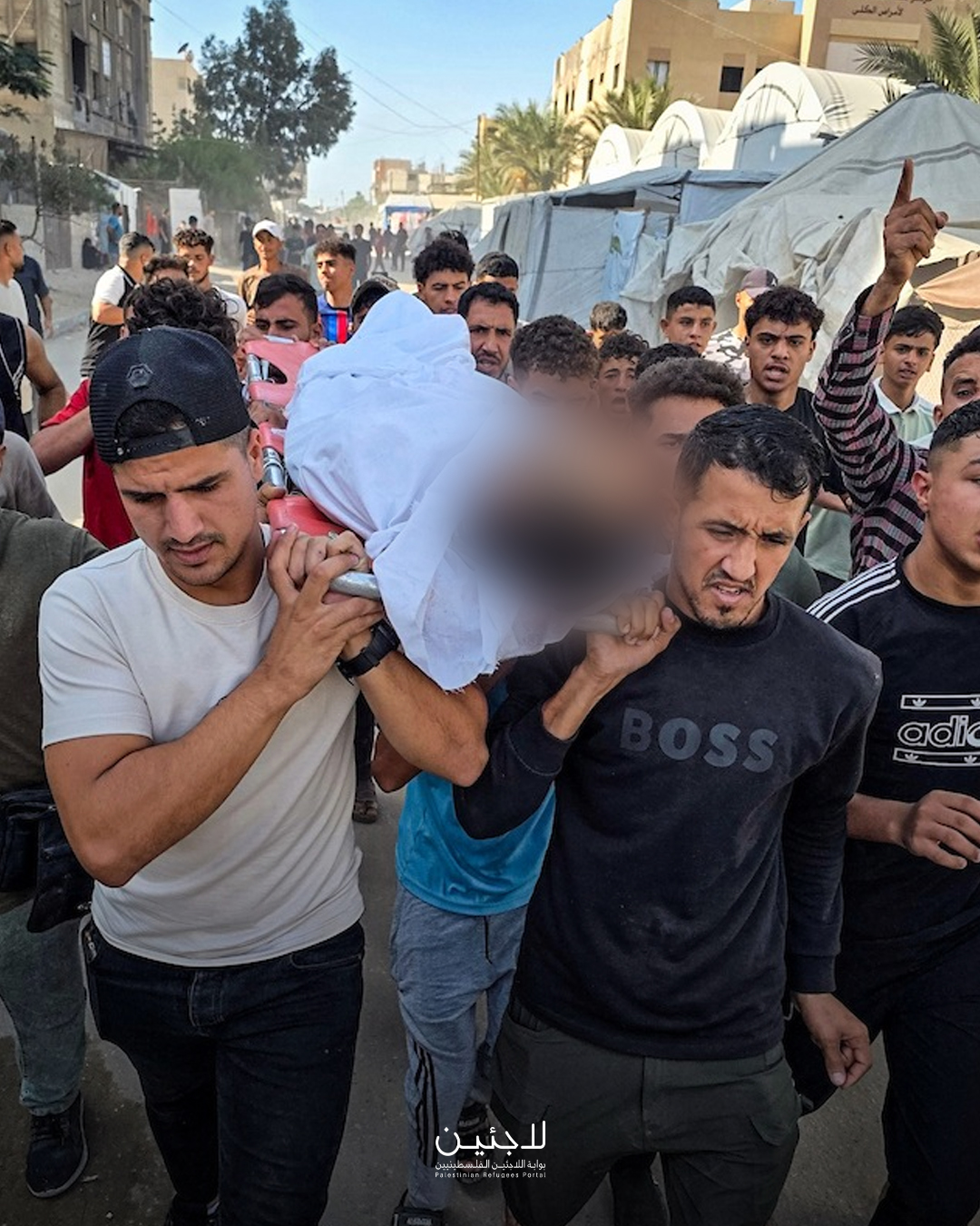 Thumbnail preview image for the video titled: Funeral procession for Palestinian killed at Al-Agha school