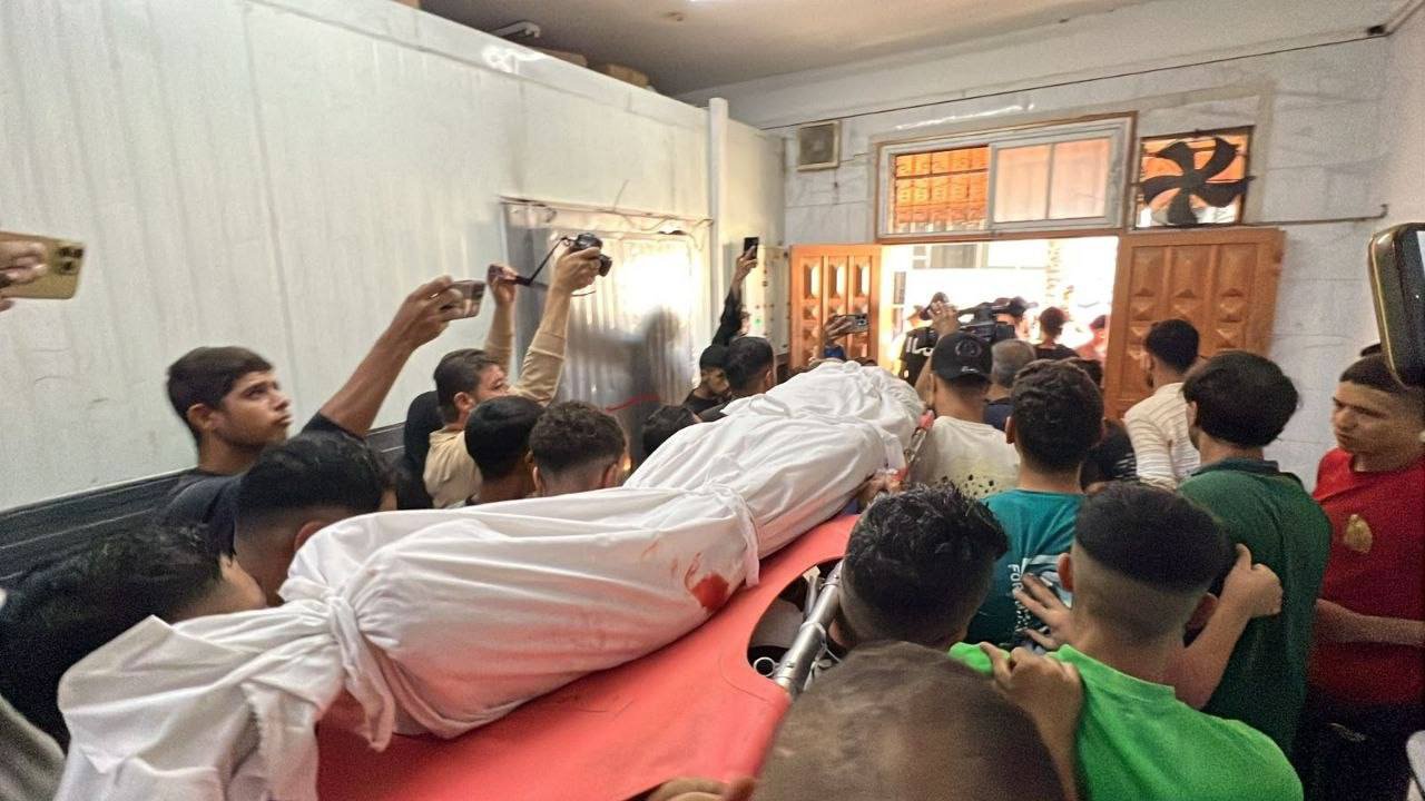 Thumbnail preview image for the video titled: Funeral procession for Palestinian killed at Al-Agha school