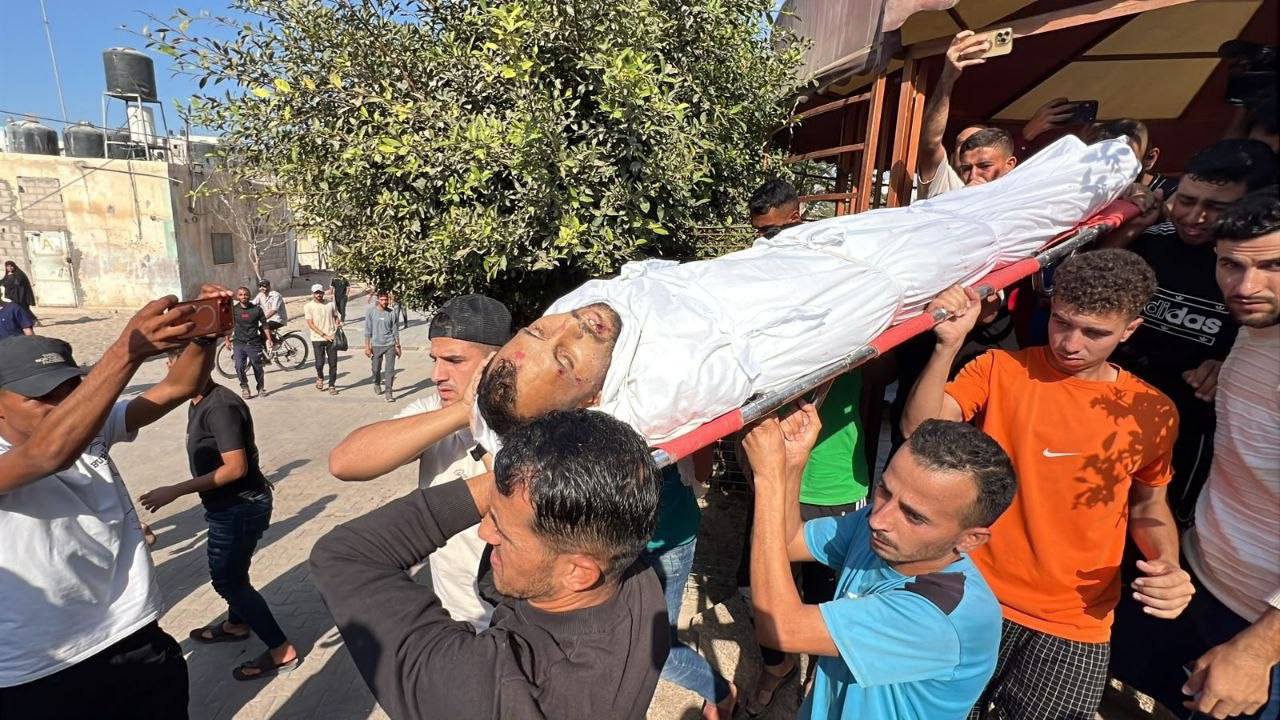 Thumbnail preview image for the video titled: Funeral procession for Palestinian killed at Al-Agha school